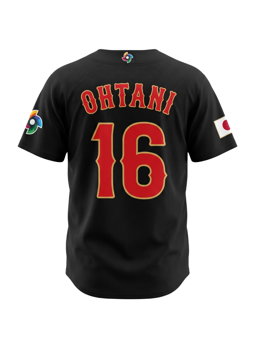 Jersey Shohei Ohtani #16 - Selección de Japón (Samurai Japan) - World Baseball Classic (WBC) 2023 - Edición Visitante (Negro)