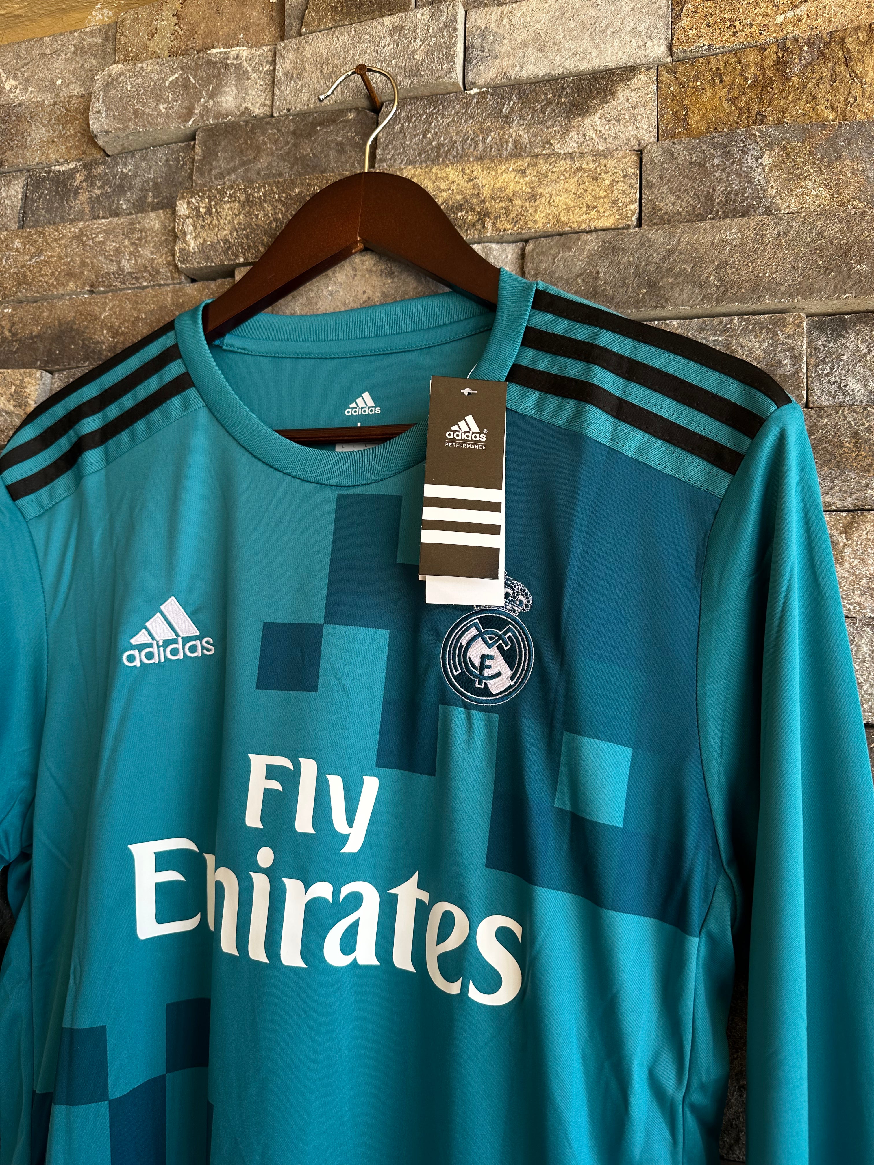 Jersey Real Madrid Visitante 2017/18 - Edición Manga Larga - Teal/Turquesa