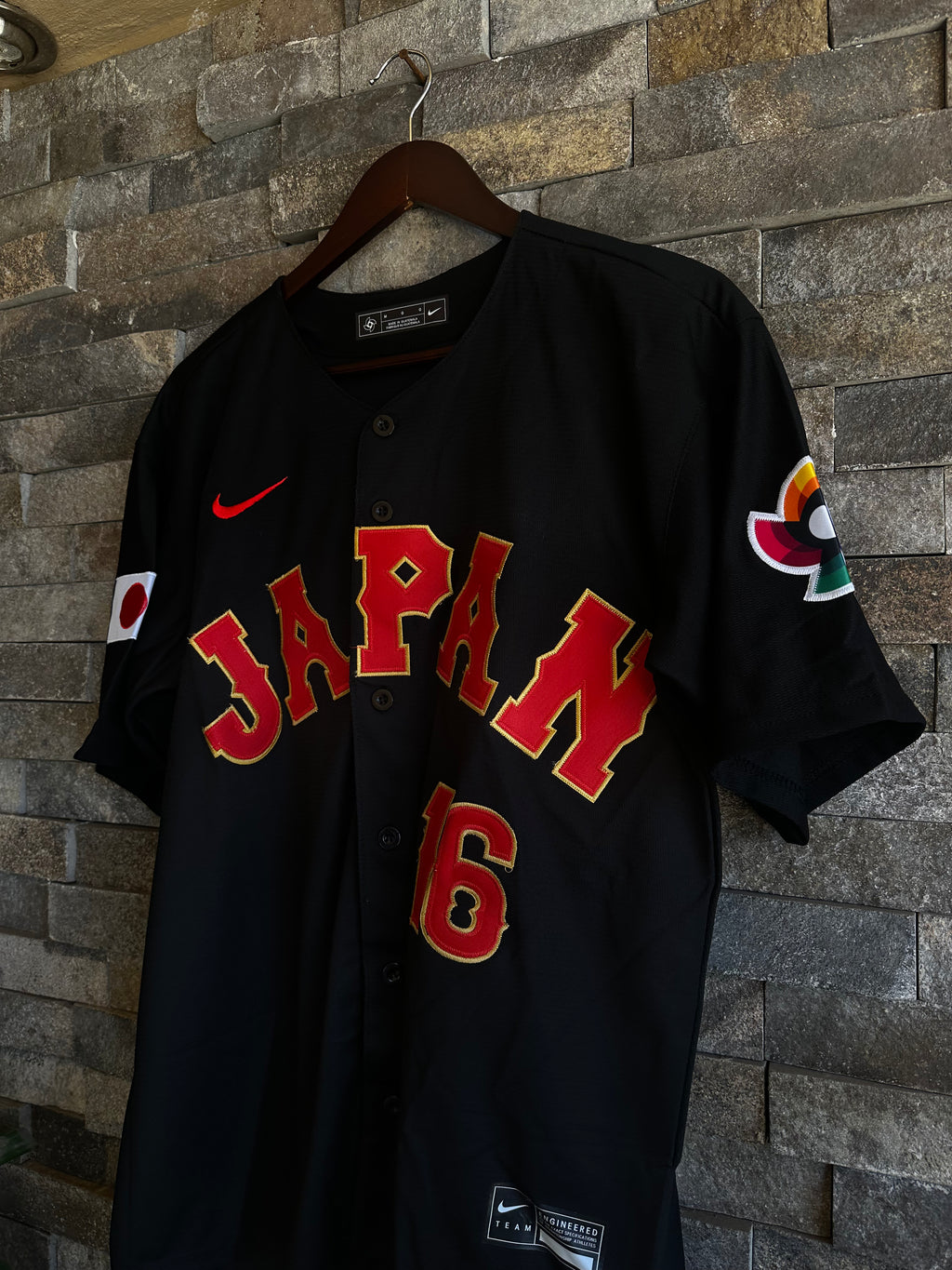 Jersey Shohei Ohtani #16 - Selección de Japón (Samurai Japan) - World Baseball Classic (WBC) 2023 - Edición Visitante (Negro)